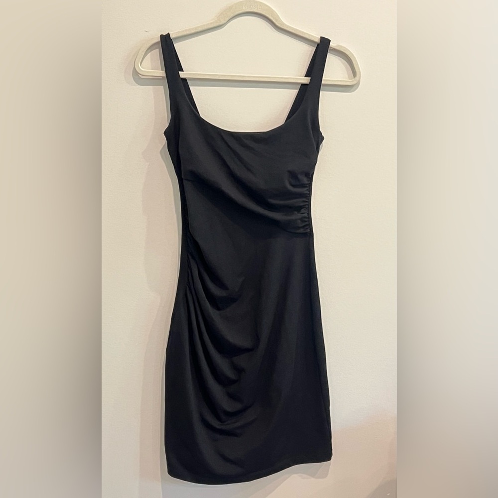 Susana Monaco Ruched Cocktail Mini Dress in Black Size S